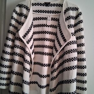 NWTS Talbots Black and White Striped Cardigan